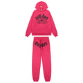 Sp5der Pink Spiderweb Graphic Hoodie & Sweatpants Matching Set — hero