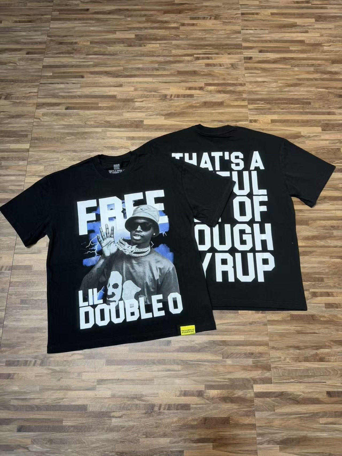 THAT'S A AWFUL LOT OF COUGH SYRUP White & Blue Graphic T-Shirt — context