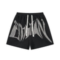 MIXED EMOTION Rhinestone Graphic Raw-Hem Shorts — hero