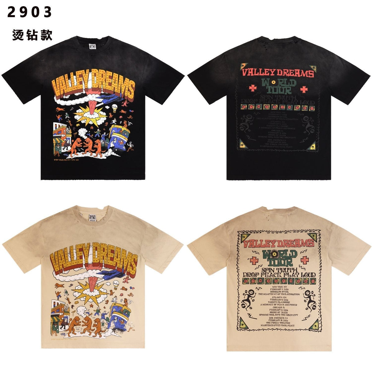 VALE USA Valley Dreams Studded Graphic T-Shirt — comparison
