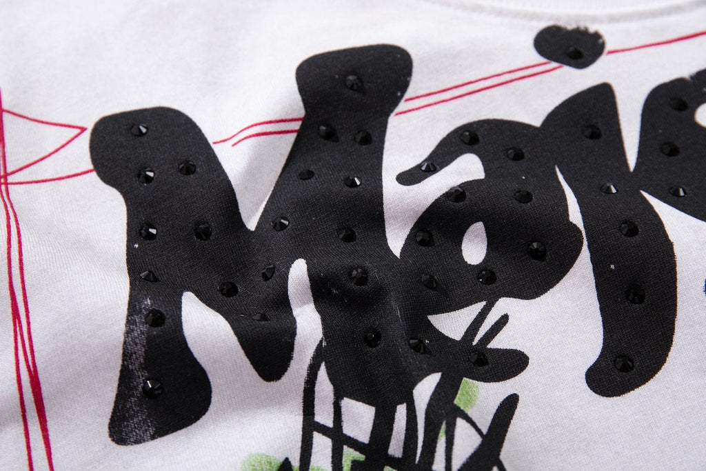 MAJESTIK Distressed Stone-Inlay Graphic T-Shirt — detail