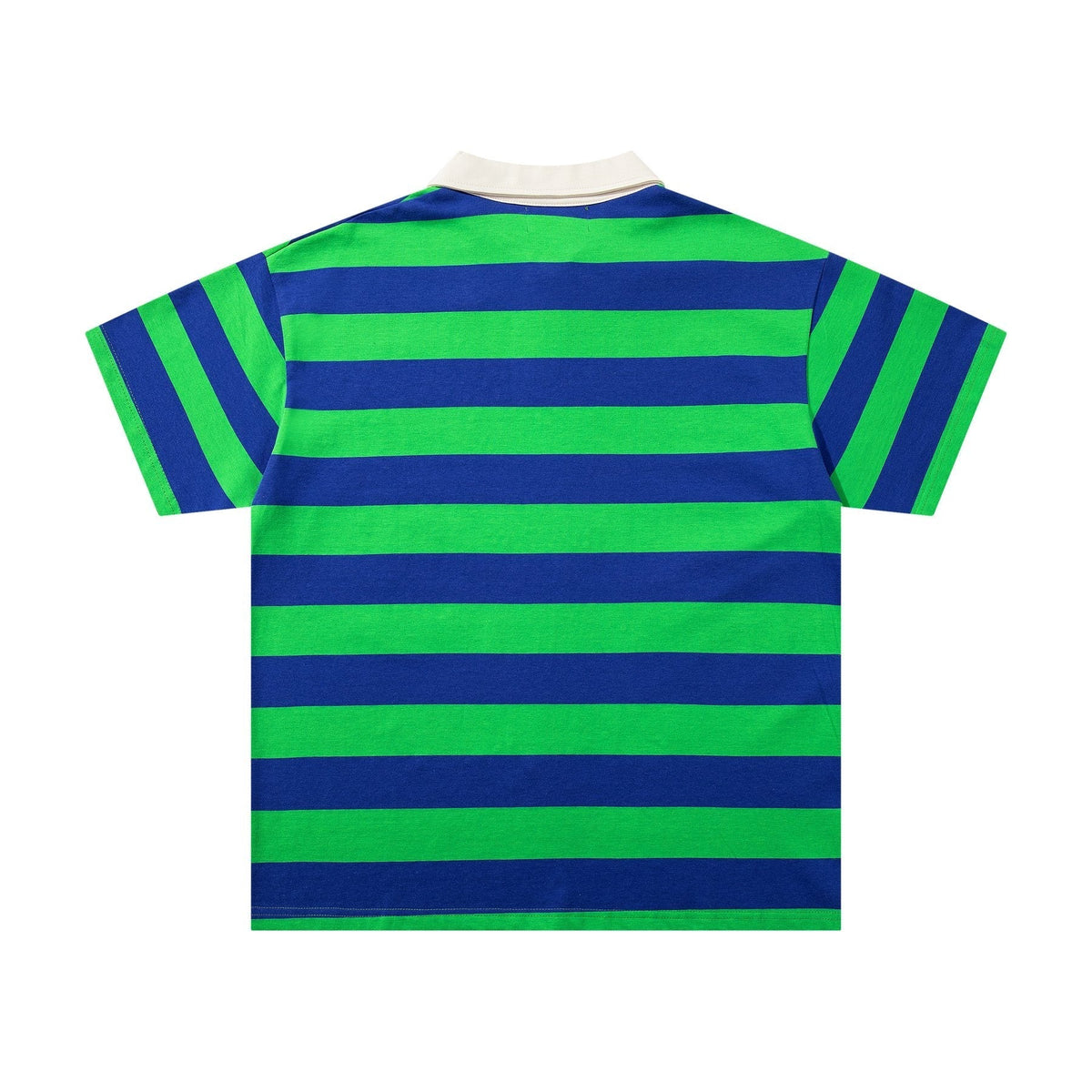 MAJESTIK Green/Blue Striped Skull Graphic Polo Shirt — back