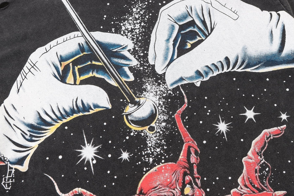 SAINT Washed Black Magician Devil Graphic T-Shirt — detail
