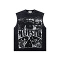 MAJESTIK Washed Black Studded Sleeveless T-Shirt — hero