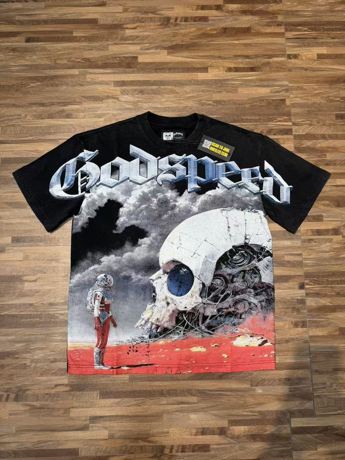 Godspeed Astronaut Skull Graphic T-Shirt — front