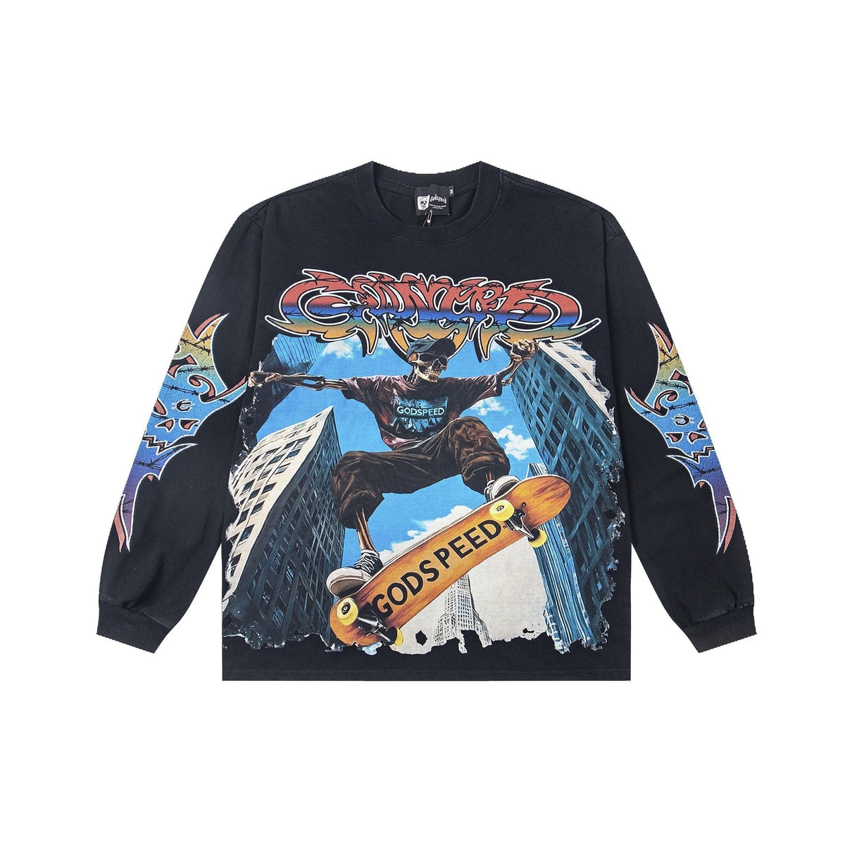 Godspeed White Ink Graphic Long-Sleeve T-Shirt — front