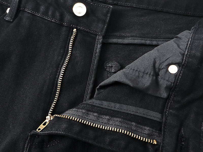RTA Black Distressed Flared Jeans — detail
