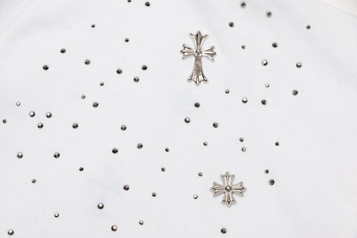 Chrome Hearts Rhinestone Cross Embellished T-Shirt — detail