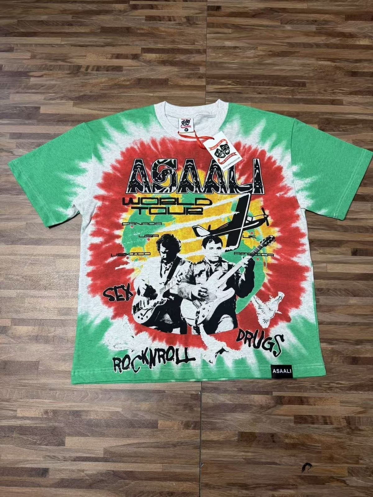 ASAALL Green Tie-Dye World Tour Graphic T-Shirt — front
