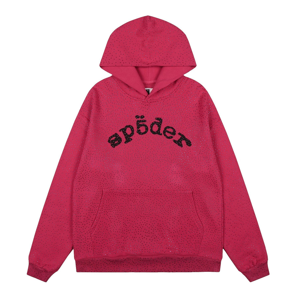 Sp5der Rhinestone Hoodie & Pants Matching Set — front