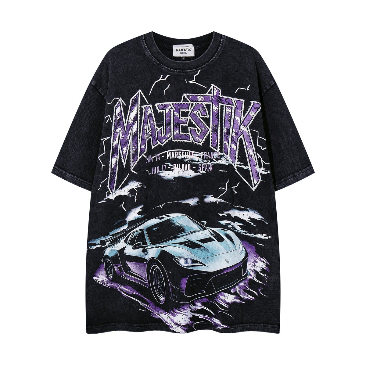 MAJESTIK Washed Rhinestone Graphic T-Shirt — hero