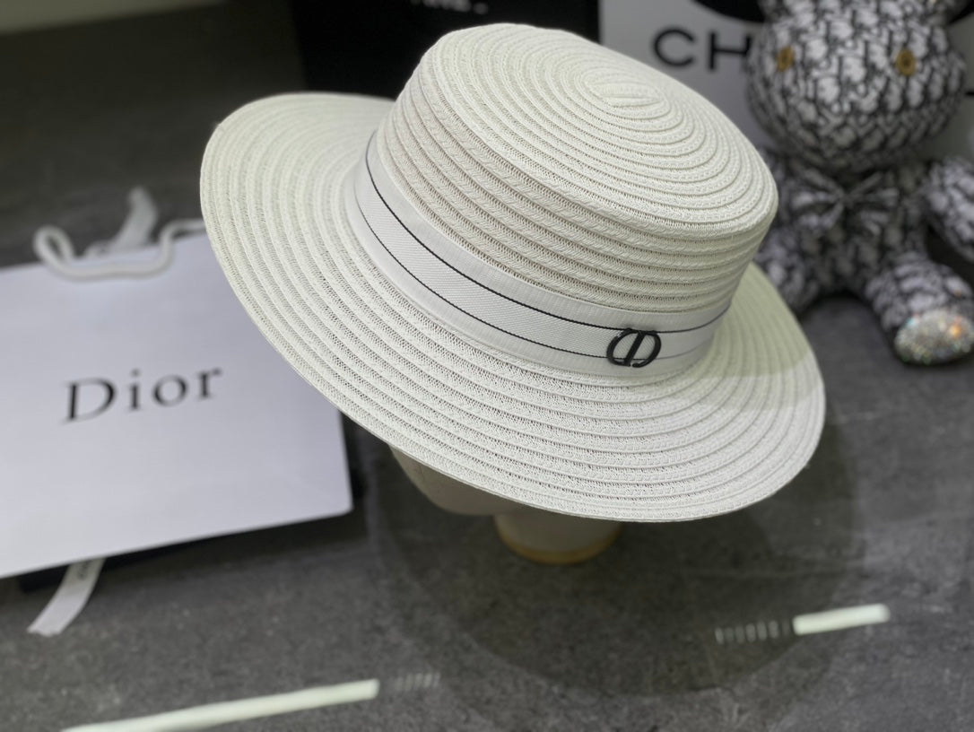 Dior Linen Flat Cap - White / Black